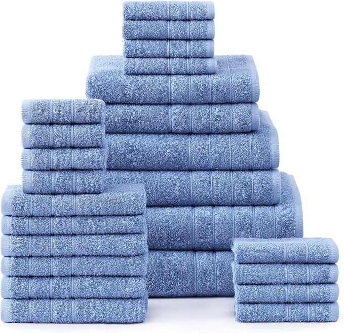 Casa Platino 100% Cotton Bathroom Towels Set – 24 Pc Family Pack – Soft & by CasaPlatino