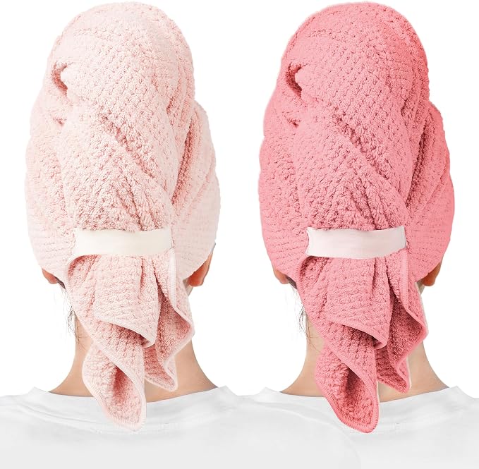 ROLSHOL 2 Packs Large Microfiber Hair Towels by ROLSHOL
