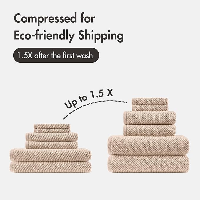 Madison Park Bathroom Towel Set of 6 Diagonal Ribbed, 500 GSM - Image 10