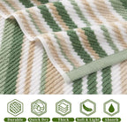 Green Bath Towels Set of 4, Striped Bath Towels - Image 2