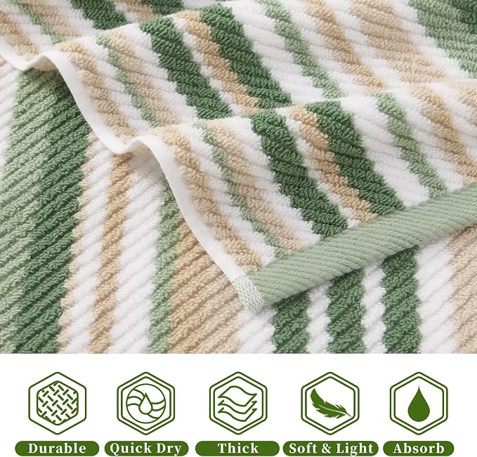VOOVA & MOVAS Green Striped Wash Cloths - Image 2