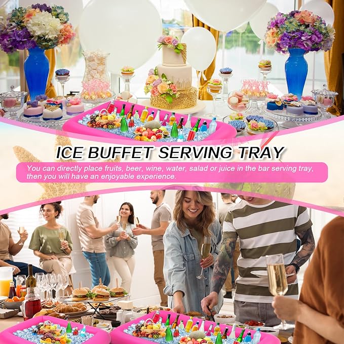 Leitee 4 Pcs Inflatable Ice Serving Bars Buffet Serving Tray Drink Cooler - Image 7