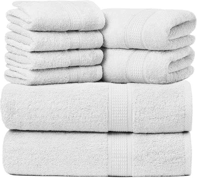 Ariv Towels Pack of 8, Premium Cotton Towel Set, Super Soft, Quick Dry by Ariv