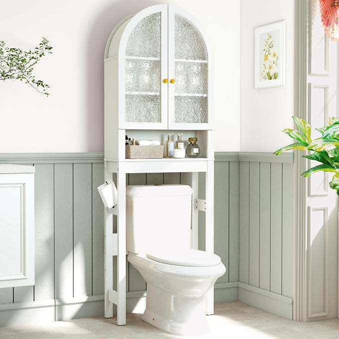HMstone Over The Toilet Storage Cabinet, Arched Bathroom Organizer and Storage - Image 3