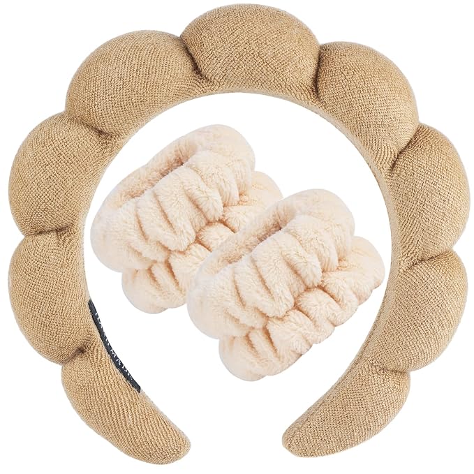 Zkptops Spa Headband for Washing Face Wristband Set Sponge Makeup Skincare by ZKPTOPS