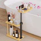 Bathtub Tray Table, Freestanding Bath Side Table Tub Tray Caddy, 3 Layer Bamboo by Sunnacate