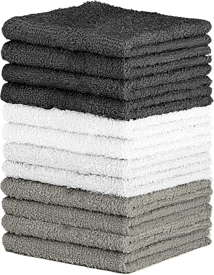 QUBA LINEN 100% Cotton Washcloth Set – Soft, Absorbent Face Towels by QUBA+LINEN