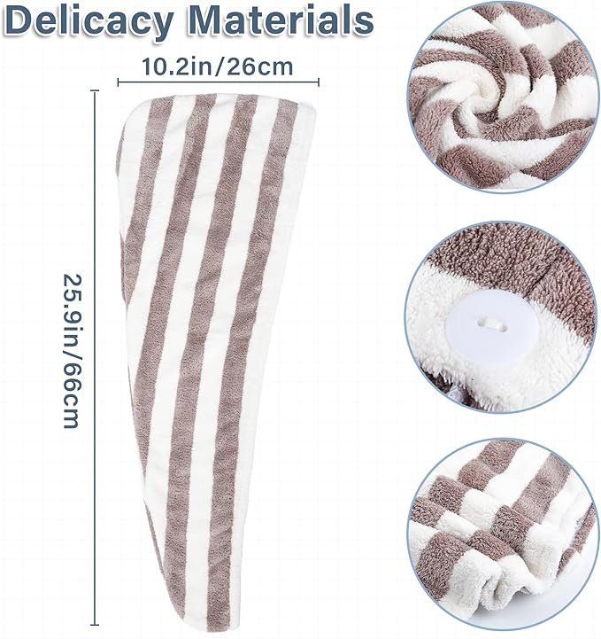 Microfiber Hair Towel Wrap, Soft Lightweight Hair Turben Towel, Super Absorbent - Image 8
