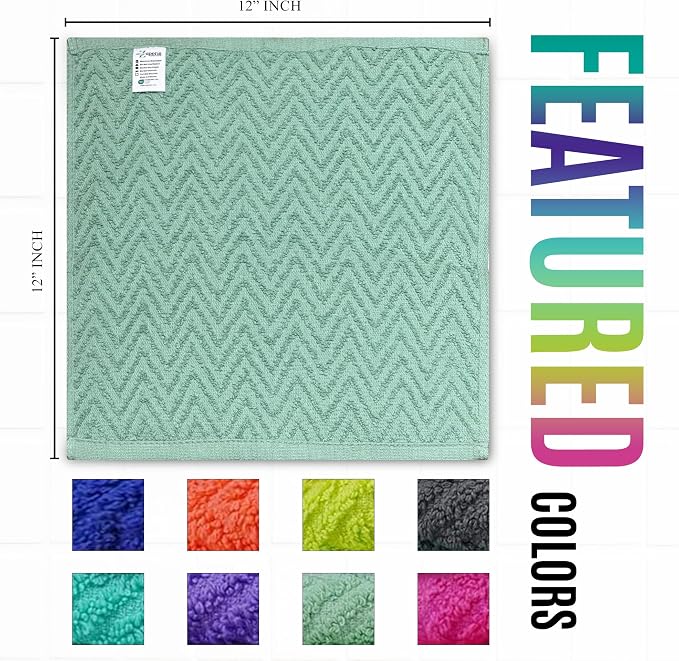 ZUPERIA Zigzag Multicolor Wash Cloths -8 Pack -12" x 12"- Highly Absorbent Soft - Image 5