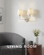2-Light Bathroom Light Fixtures, Brushed Nickel Vanity Lights, Double Wall - Image 6