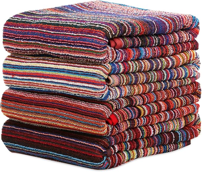 BolBom*S Bath Towel Set 4 Pack, 30 x 60 Inches Large 100% Cotton Stripe Bath - Image 6