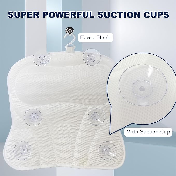 Luxury Bath Tub Pillows for Head and Neck, 4D Breathable Air Mesh Bath Pillow - Image 4