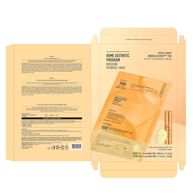 VT COSMETICS Vita-Light Reedle Shot 100 2-Step Hydrogel Mask, Intensive Glowing - Image 8