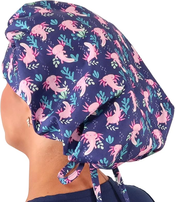 Sparkling EARTH Banded Bouffant Surgical Scrub Ponytail Working Caps and - Image 5
