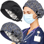2 Pack Satin Lined Bouffant Scrub Caps - Image 5