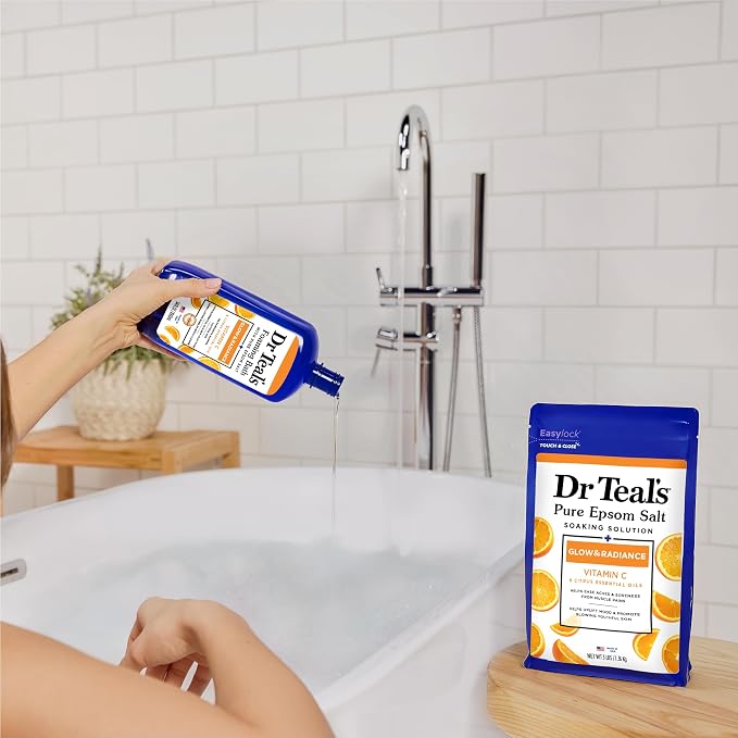 Dr Teal's Salt Soak with Pure Epsom Salt, Glow & Radiance with Vitamin C & - Image 6