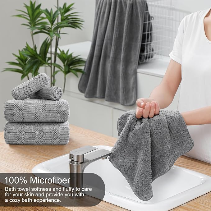 8 Piece Bath Towel Set-2 Oversized Bath Sheets, 2 Hand Towels, 4 - Image 3