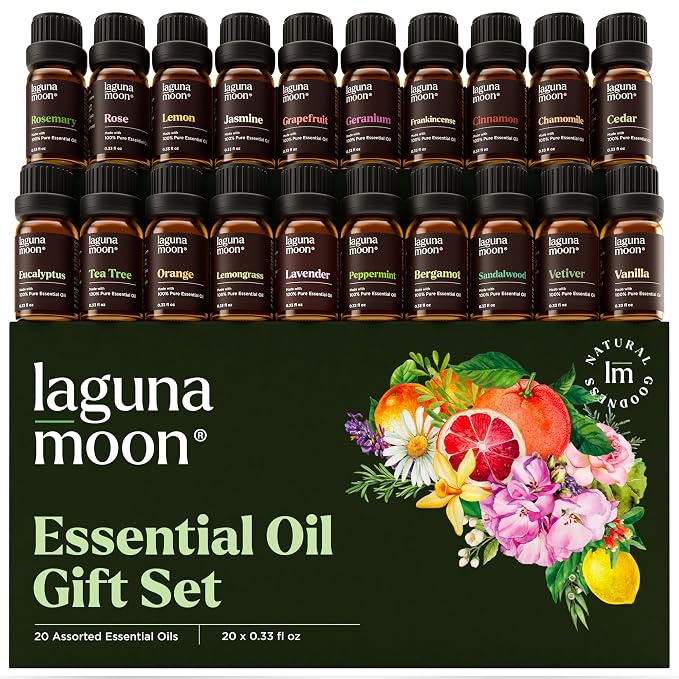 Lagunamoon Essential Oils Set, Top 20 Gift Set Oils by LagunaMoon
