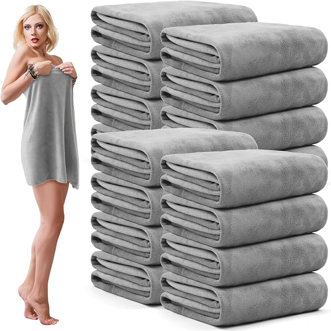 SmoothNovelty 16 Pack Microfiber Bath Towels Bulk 27'' x 60'' Oversized Beach by SmoothNovelty