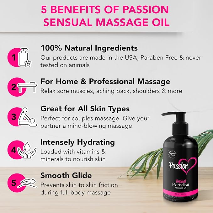 Passion Sensual Massage Oil for Date Night | 100% Natural Body Oil for Couples - Image 2