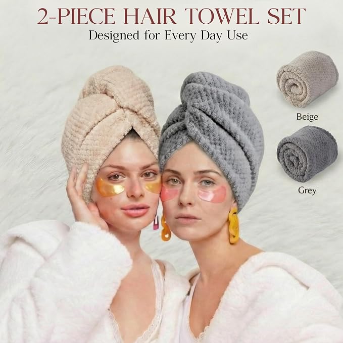2 Pack Microfiber Hair Towel Wrap - Image 5