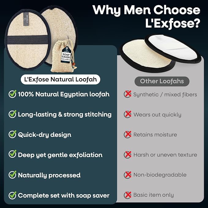 L'Exfose Mens Loofah – Natural Egyptian Fiber Loofah - Image 6