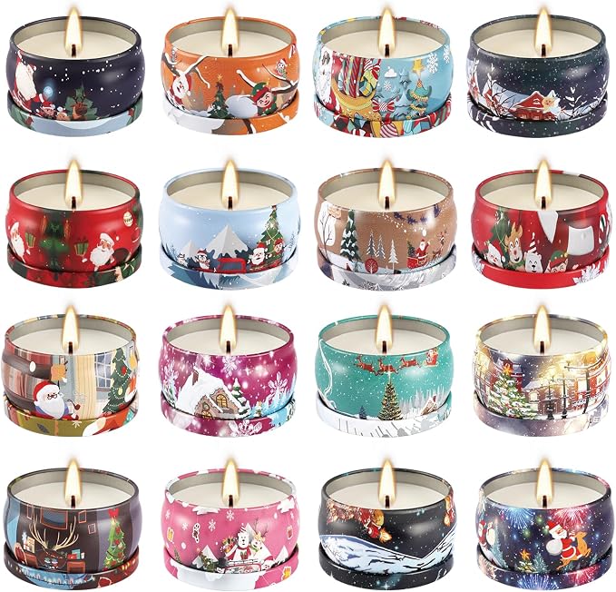 16Pack Christmas Scented Candles Gift- Aromatherapy Candle-Soy Wax-Long Lasting - Image 9