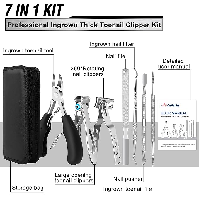 Toenail Clippers for Seniors Thick Toenails, Aucurwen Heavy Duty Toe Nail - Image 2