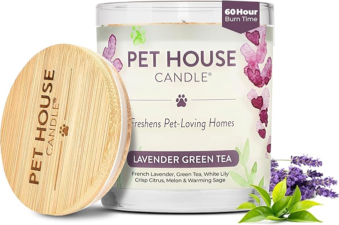Pet House Lavender Candle Clean Burning, Long Lasting Pet Odor Candle by OneFurAll