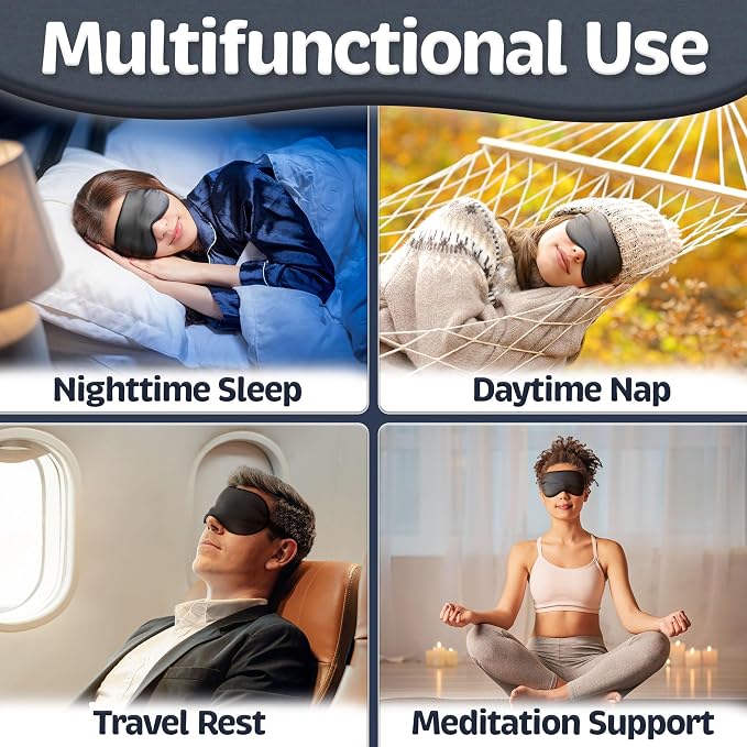 Sleep Mask - Black, 100% Tencel Derived from Natural Wood Pulp - Lightweight - Image 8