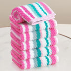 VOOVA & MOVAS Pink Soft Washcloths Set, Wash Cloth 13" x13, Striped Absorbent by VOOVAMOVAS