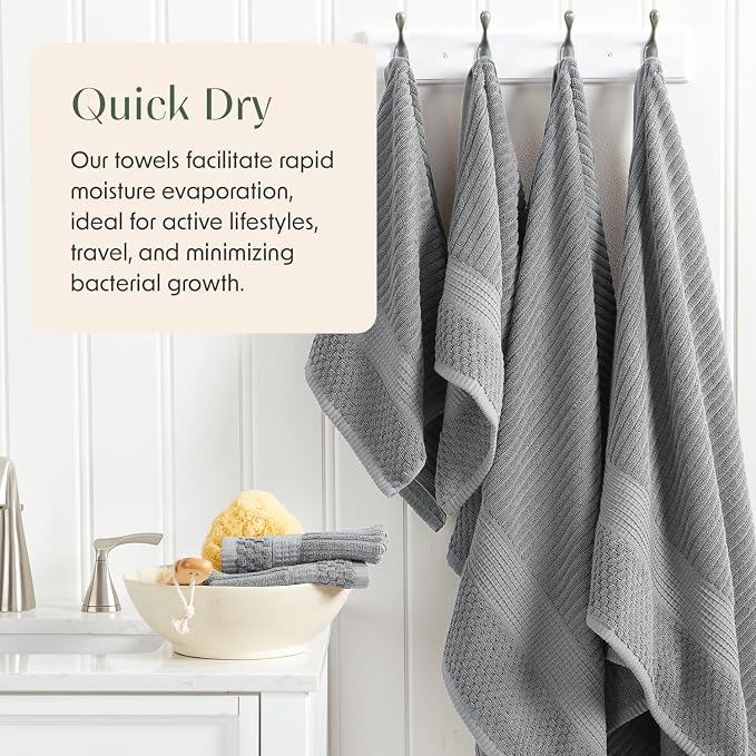 Springtree Home 100% Cotton Bath Towel Set 6 Piece Set | Super Soft & Absorbent - Image 3