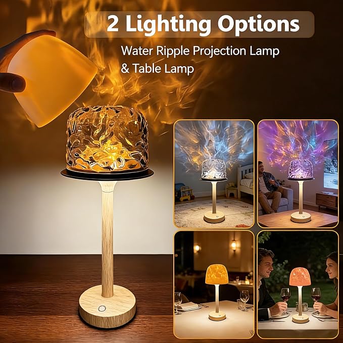 Waterproof Bathroom Lamp with 16 Color Ocean Wave Projector, Rechargeable - Image 2