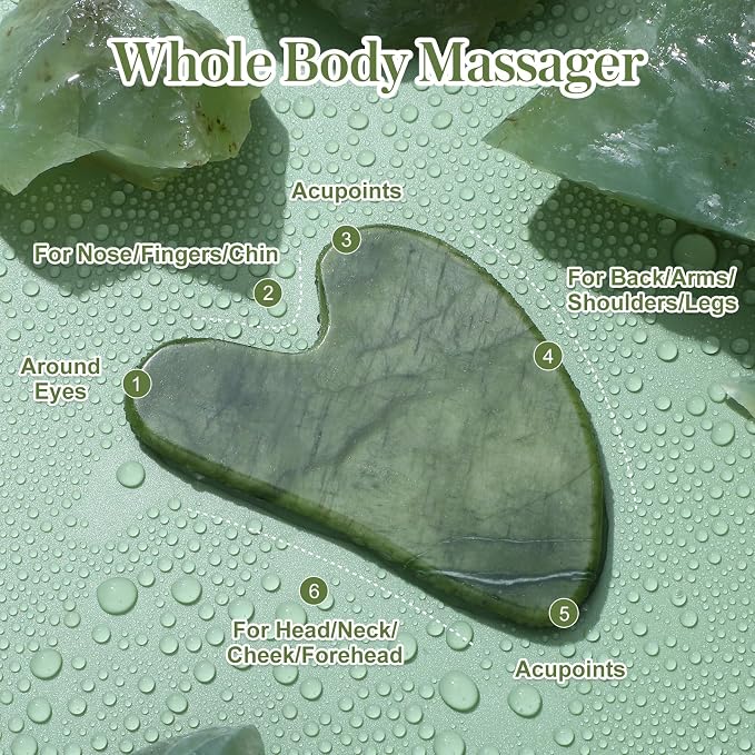 rosenice Gua Sha Scraping Massage Tool Natural Jade Guasha Board - Image 4