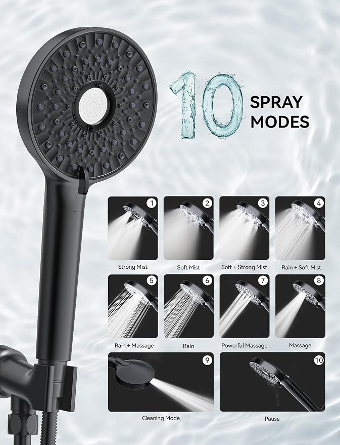 Magichome Shower Head with Handheld, High Pressure 10-Spd Detachable Chrome - Image 4