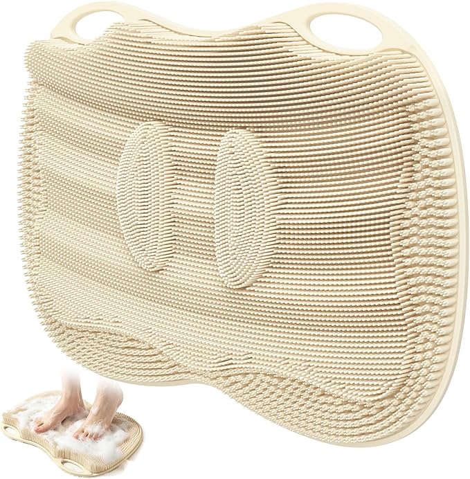 XL Shower Foot Scrubber Mat, Silicone Feet Massage Scrubber in Shower Clean by Mabnuby