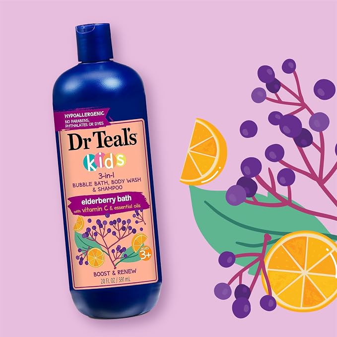Dr Teal's Kids 3-in-1 Elderberry Bath: Bubble Bath, Body Wash & Shampoo - Image 5