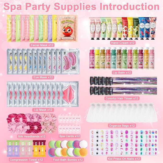 144 Pcs Spa Party Decorations for Girls, Spa Birthday Party Supplies Include - Image 2