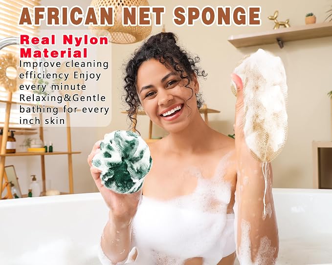 2 Pack African Net Sponge Exfoliating Body Scrubber Bath Sponge - Image 3