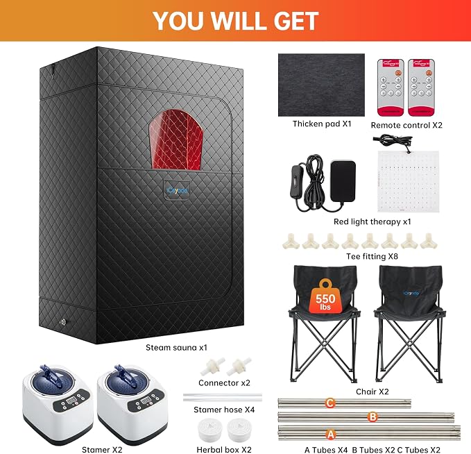 Upgraded 2 Person Infrared Sauna Box, 77”x 37”x 50” Portable Sauna - Image 9