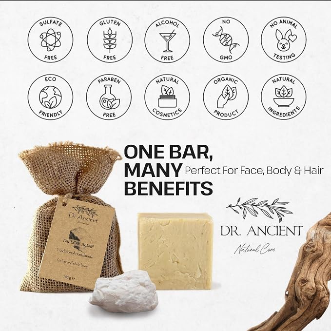 Dr.Ancient Tallow Soap Bar, Organic Soap Bars Handcrafted the Traditional Way - Image 3