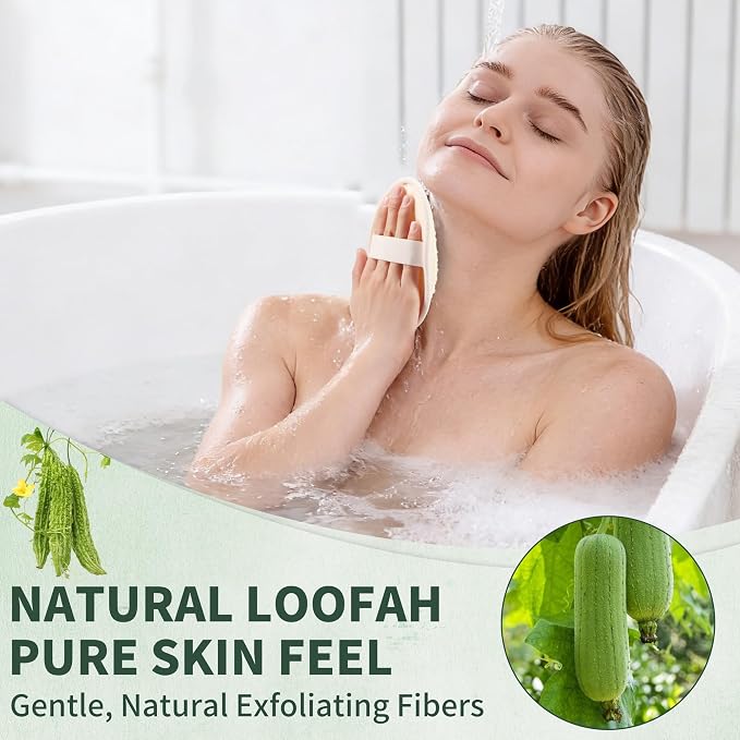 SAMEBUTECO 4 Pack Natural Loofah Exfoliating Body Scrubber Pads, Large Size - Image 5