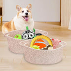 ABenkle Small Basket with Handles, Boho Decorative Rope Woven Dog Cat Toy - Image 7