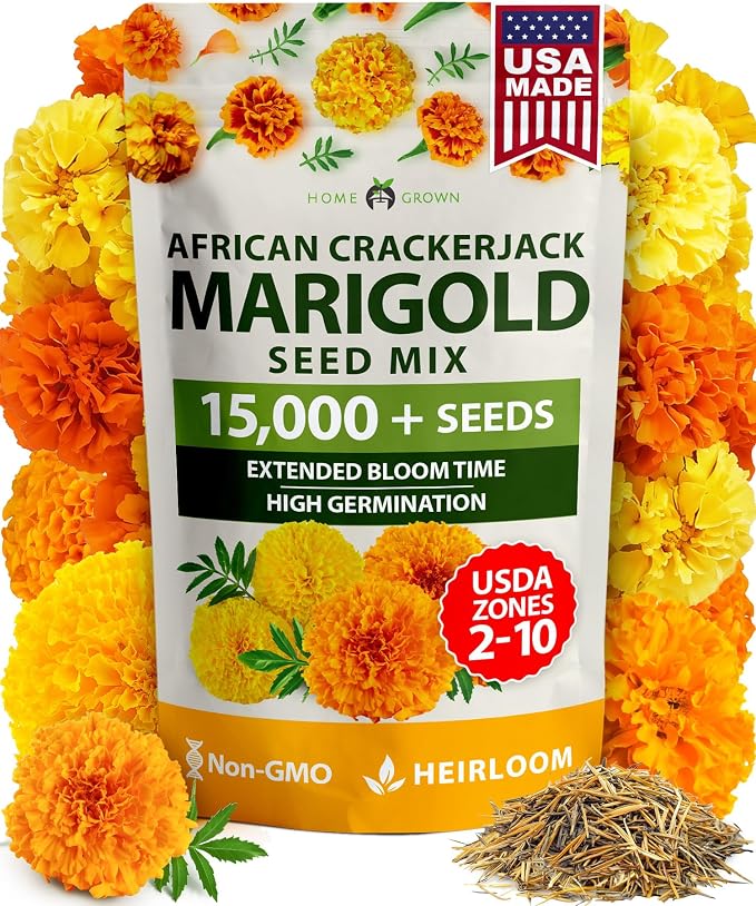 HOME GROWN Crackerjack Marigold Seeds 2.05oz by HOMEGROWN