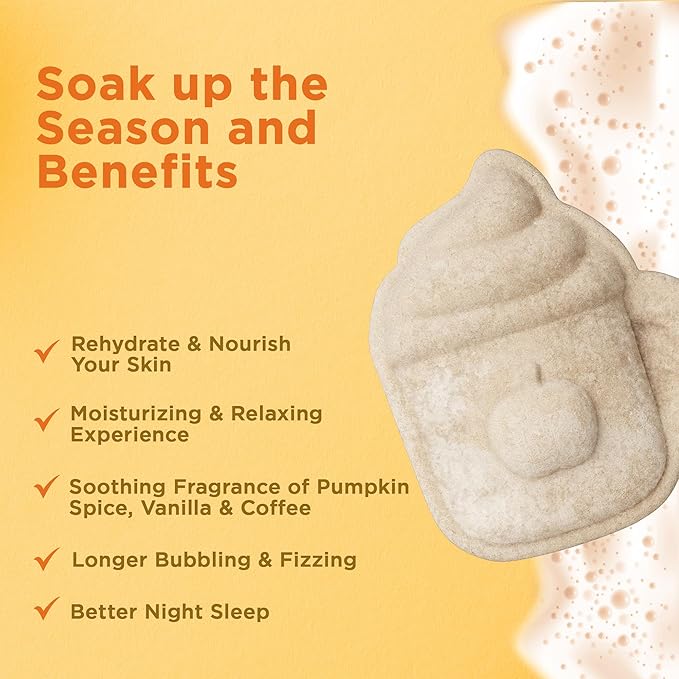 Pumpkin Spice Latte Bath Bomb for Women & Girls – Luxury Fall Bath Bombs - Image 3