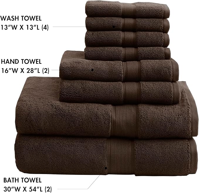 Madison Park 800GSM Bathroom Towel Set of 8 100% Cotton Bath Towel Set - Image 4