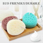 3 Pcs Bath Sponge for Women, Body Wash Sponges Loofah Body Scrubber, 3 Colors & - Image 2