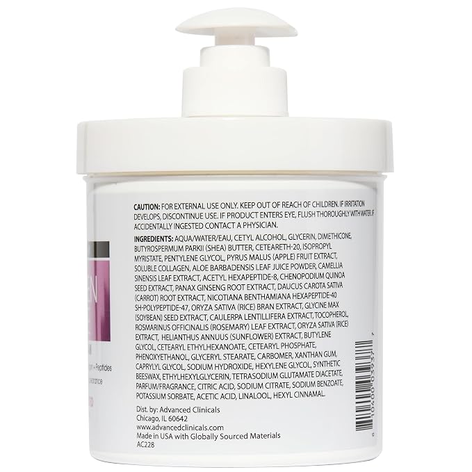 Advanced Clinicals Collagen Peptides Firming Body Lotion Face Cream + Collagen - Image 8