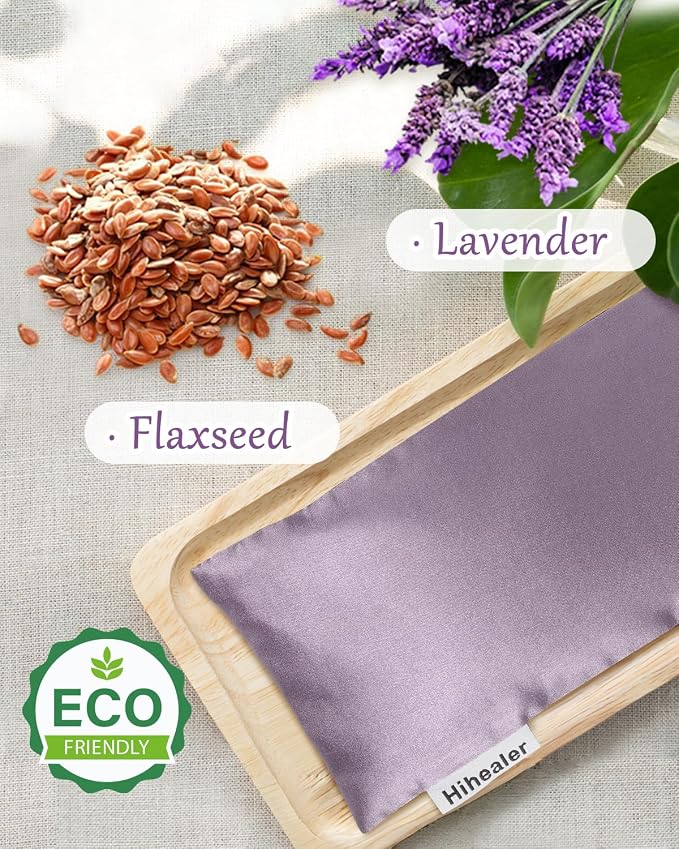 Weighted Eye Mask for Sleep, Meditation, Lavender Eye Pillow Heated for Headache - Image 5