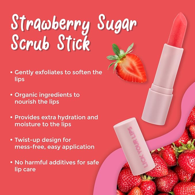Watermelon Tinted Lip Balm and Strawberry Sugar Lip Scrub Stick Duo - Image 4
